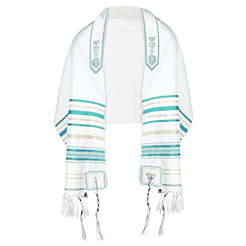 HalleluYAH Messianic Tallit Prayer Shawl 72"x 22" with Bag For Men & Women - color: Light Blue