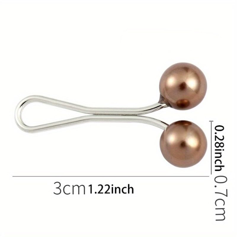 12Pcs/Lot Anti Slip Brooch Headscarf Shawl Scarf Lady Fixed Pins Scarf Hijab Clips Pearl Stylish Brooch for Women Jewelry - color: Gold