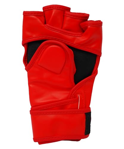MMA Gloves Men - Open Palm Punching Bag Gloves – Synthetic Leather Martial Arts Boxing Gloves for Men and Women - Workout Gloves for Grappling, Sparring, Muay Thai & Kickboxing - color: Red
