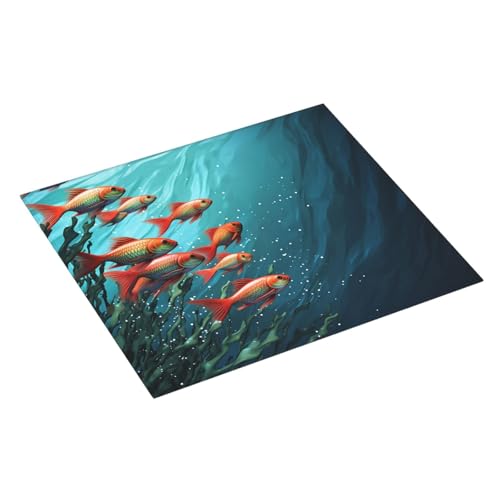Fish aquarium Dish Drying Mat for Kitchen Counter 18"x16" Super Absorbent Microfiber Dish Drying Pad Non-slip Drainer Mats Extra Large Dish Rack Pad Kitchen Drying Mat