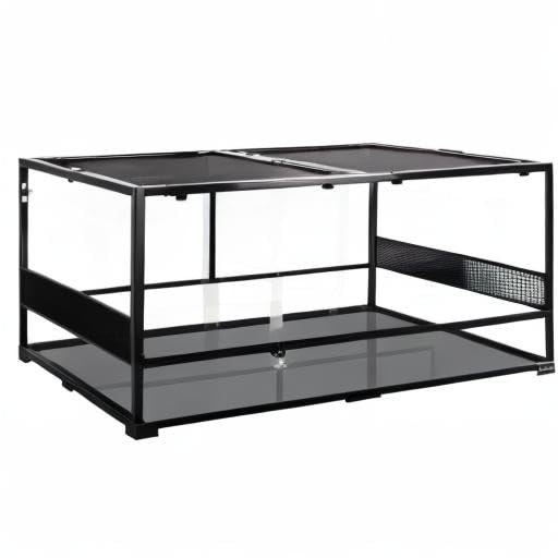 REPTIZOO Large Reptile Terrarium, Tall & 48 INCH Wide Reptile Tank with Sliding Door Top Screen Ventilation & Anti Escape Lid (48" W X 24" D X 24" H (Full Glass & Side Mesh Panel Switchable)) - size: 24 x 24 x 48 Inches