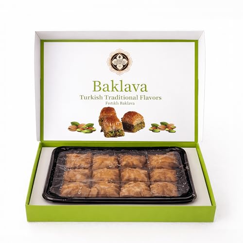 Meşhur Safranbolu Lokumcusu Turkish Pistachio Baklava Pastry 14.11 oz (400g) – Authentic Turkish Desserts, Halal Gourmet Sweets Gift Box