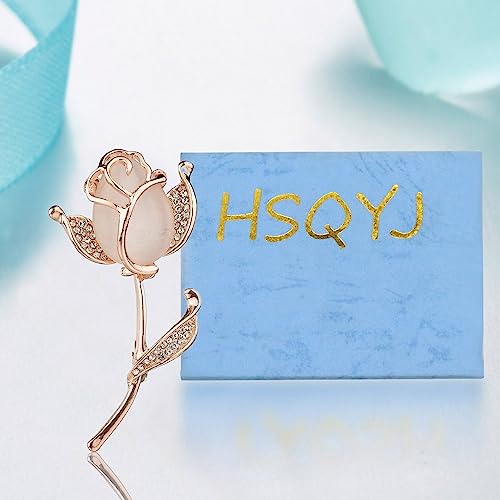 Crystal Pearl Flower Brooches Pins Fashion Beautiful Created Rhinestone Floral Brooch Good Idea for Party Dance Wedding Banquet for Elegant Women Girl - color: Gold Rose Flower