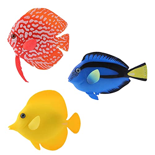 Artificial Moving Fish Floating Silicone Fish with Suction Cup Fishing Line Aquarium Decorations for Fish for T