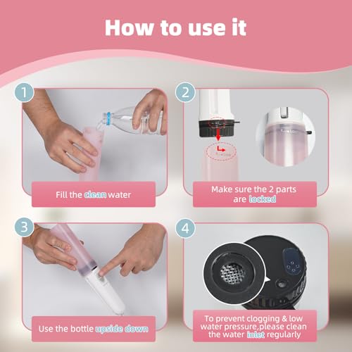 Hibbent Portable Bidet for Travel, High Pressure Handheld Electric Sprayer, Rechargeable Travel Bidet for Women & Men, Personal Hygiene Cleaning, Soothing Postpartum Care, Pink - color: Pink