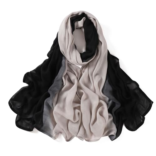 Txmout Ombre Modal Hijab Scarf for Women Muslim, Soft Lightweight Headscarf - color: Black - Grey