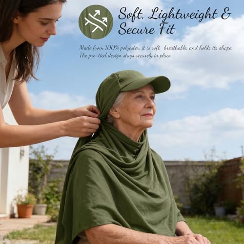 ZLYC Women Muslim Hijab Scarf with Visor Built-in Undercap Sun Protection Headwrap - color: Solid Army Green
