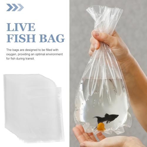 SHERCHPRY 100pcs 15x22cm Live Fish Transport Bags with Oxygen Filling, Sealable Portable Fish Fry Packing Bags for Aquarium and Seafood Shipping