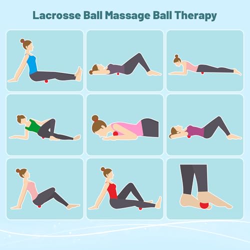 Physical Yoga Balls Massage Lacrosse Balls for Myofascial Release, Trigger Point Therapy, Muscle Soreness Deep Tissue Massage Physical Therapy Equipment(2 Pack,Red and Dark Blue)