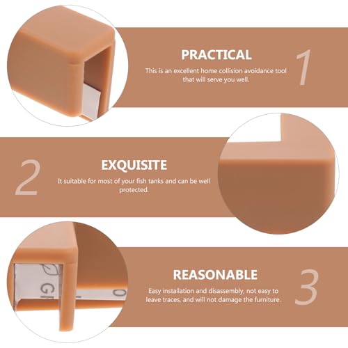 6pcs Brown Medium Silicone Tank Corner Protectors Anti-Collision Guards for Fish Aquarium and Furniture Edges, Safety Bumpers for Tables and Desks