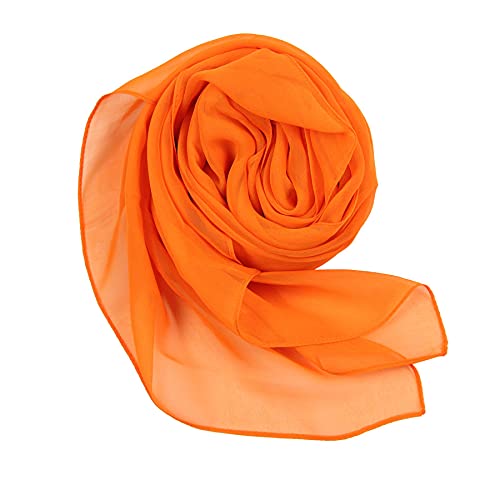 PANTONIGHT Long Chiffon Sheer Scarf For womens - color: 064 Plain Orange