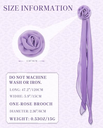 Chiffon Scarf for Women, Removable Flower Neck Scarf Light Soft Fashion Rose Scarves Versatile Headband or Hair Band - color: Light Purple