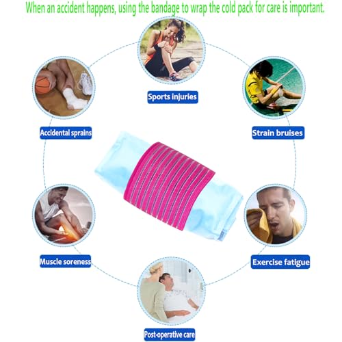 Cold Pack Strap, Elastic Belt to Wrap Cold Pack, Ice Pack Extender Strap, Add Length to Most Ice Pack, Multifunctional (Red) - color: Red