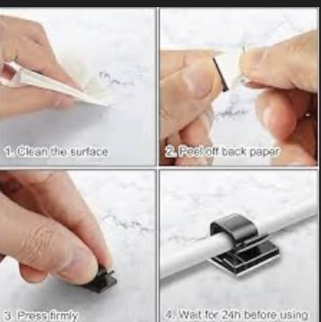 100 pcs of self Adhesive Cable Clips, Peel and Management for wall Desk and Office (Black) - color: black