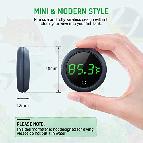 PAIZOO Aquarium Thermometer Digital, Highly Accurate Fish Tank Thermometer | LED Display, 8000h Battery Life, Precise Temp Gauge, Range 0-140℉, Stick-on Fish Tank Thermometer for Betta, Axolotl & Turtle