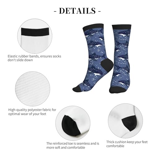 Cute Goldendoodle Unisex Funny Novelty Socks, Funky Crazy Cool Crew Dress Socks - color: Whale Sharks