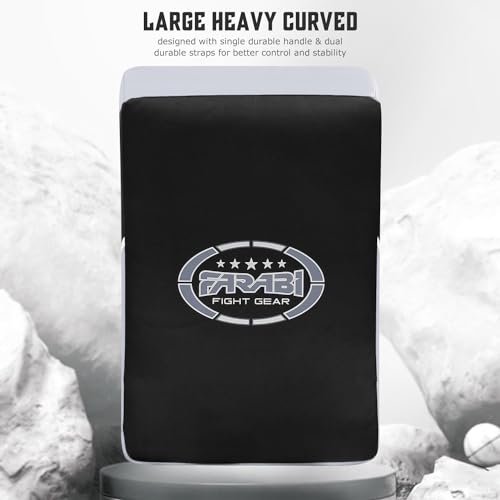 Farabi Sports Kick Shield 20.5 inches Large Curved Muay Thai Kicking Shield Strike Pad MMA Punching Foot Target Boxing Training Kick Pad Martial Arts Karate Taekwondo Kick Pad X 1 Unit - color: White Black
