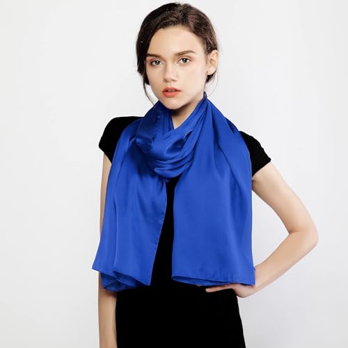 RIIQIICHY Women Shawls and Wraps for Evening Dresses Like Chiffon Silk Scarf Formal Silky Pashmina Shawls for Weddings - color: Royal Blue