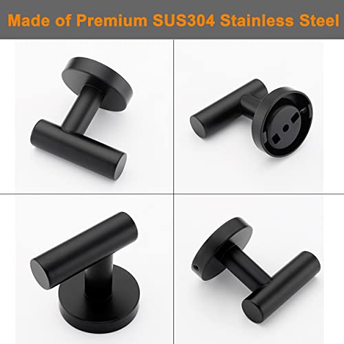 Nolimas Towel Coat Hook Matte Black SUS304 Stainless Steel Bathroom Clothes Cabinet Closet Sponges Robe Hook Wall Mounted Round Kitchen Heavy Duty Door Hanger 2 Packs - color: 2pcs Matte Black