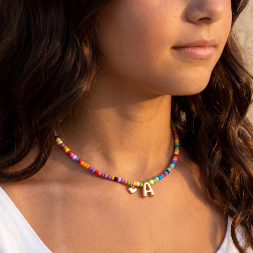 Colorful Initial Necklaces Fashion Stuff 18K Gold Plated Letter A-Z - color: T