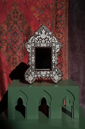 Damascene Keepsake Display Mirror for Ramadan & Eid Decor | Elegant Table Decorations for Dining Room | Ramadan Mubarak & Eid Mubarak Home Decor, 13" L x 9.5" W
