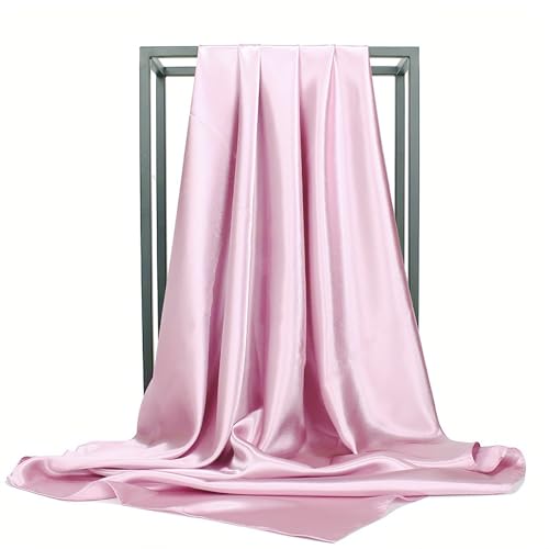 vimate 35" Square Silk Like Head Scarf - Women's Fashion Satin Scarf Bandana for Hair Wrapping at Night. - color: J1#. 2 Pack - Pink