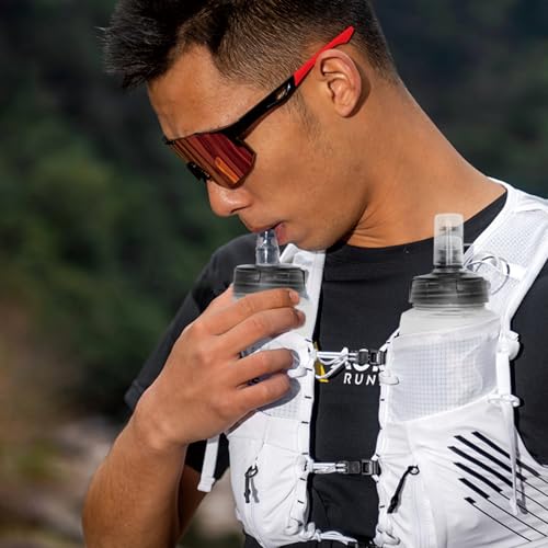 TRIWONDER Running Water Bottle Handheld Plastic Flask Hydration Vest Packs Waist Belt Replacement for Runners Marathon Cycling Hiking - color: 03 Soft Flasks - White - 500ml/16.9oz - 2 Packs