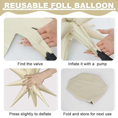 6 Pcs Blue Red Explosion Star Foil Balloons Birthday Party Decor - color: Nude Cream Beige