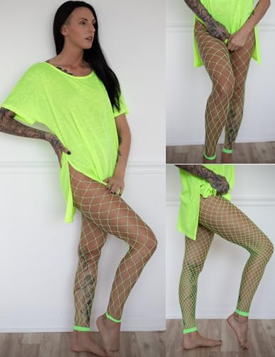 Avidlove Fishnet Stockings for Women Footless High Waist Fishnets Tight | Thigh High Stockings, Open Toe, High Stretch, Comfortable, Gothic Costume, Rave Outfits, for Cosplay, Halloween - color: Neon Green-gp