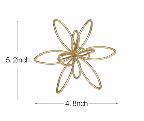 Gold Metal Sculpture Decoration Geometric Sphere Decor Modern Abstract Cube Figurine Ball Statue Centerpiece for Home Decor Accent Living Room Office Shelf Bookshelf Tabletop Decorative - style: Flower shape