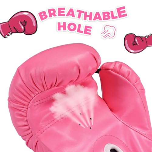 Kids Boxing Gloves, Youth Boxing Training Gloves for Kids 3-9 Year Boys and Girls, 4&6OZ Fighting Gloves, Punching Bag Kickboxing Thai Mitts MMA Training Sparring Gloves - color: Pink, size: 4OZ
