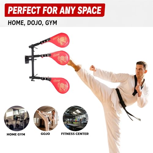 Wall Mount Kicking Pad, Taekwondo Kick Target with Adjustable Steel Stand, Wall Mounted Bracket Hands-Free Striking Pad