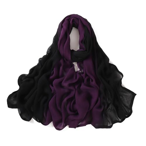 Txmout Ombre Modal Hijab Scarf for Women Muslim, Soft Lightweight Headscarf - color: Black - Purple