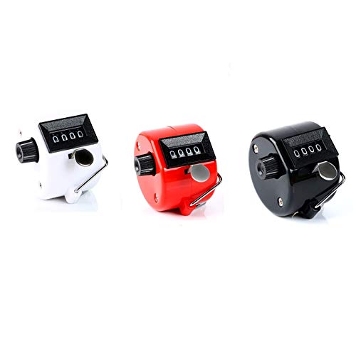 3PCS ABS Hand Held Tally Counters, Mechanical 4 Digit Golf Counter, Manual Plastic Clicker, Black White Red