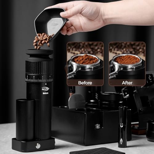 IKAPE Plastic Coffee Bean Dosing Cup and Spray Bottle Kit for Espresso, Coffee Bar Accessories for Reducing Coffee Power Static, Dosing Tray for Coffee or Tea, Sugar(Black)