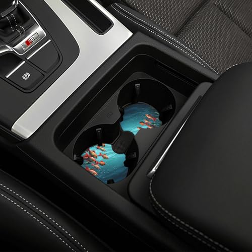 Fish Aquarium Car Cup Holder Coasters 2 Pcs Car Coaster Anti Slip Car Cup Pad Universal Car Interior Cup Holder Pads Rubber Car Cup Mat with A Finger Notch