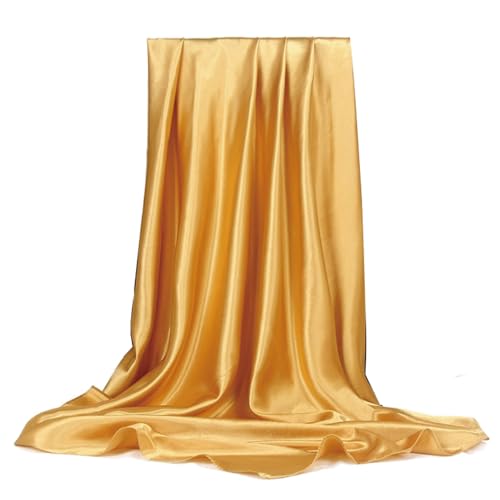 Elegant Satin Jersey Muslim Hijab Scarf Square Soft Head Wrap Scarves Shawl for Women Girls - color: Gold(90*90cm)