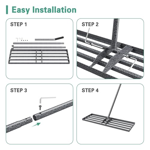 Lawn Leveling Rake 30"x10", Heavy Duty Rakes for Lawns with Anti-Rust Coating & Adjustable Handle, Effort-Saving Lawn Leveler for Yard Garden Farm Golf Course Lawn Care - size: 30"x10"