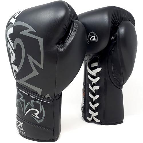 RIVAL Boxing RFX-Guerrero SF-H Lace-Up Sparring Gloves, Quilted Horsehair Padding, Laminated with a Low-Density Foam - color: Black, size: 18 oz.
