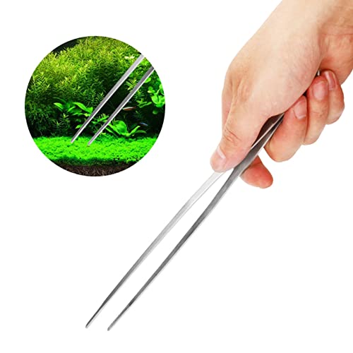 Luocute Aquarium Tools Kit, 6 in 1 Stainless Steel Scissor Tweezer Spatula Set with Storage Bag for Fish Aquarium Plant Care, Tweezers Scissors Spatula Scrapers Tool Set