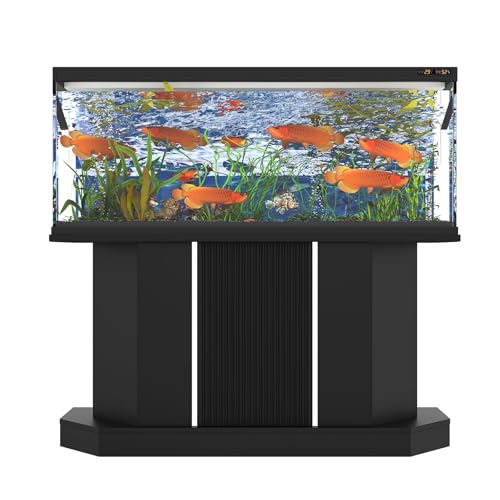 Modern 55-75 Gallon Fish Tank Stand w/ Power Outlet (4 AC & 2 USB Ports) – Heavy Duty Aquarium Stand, 880LBS Capacity, Cabinet Storage for Turtle Tank & Reptile Terrarium, (Black)