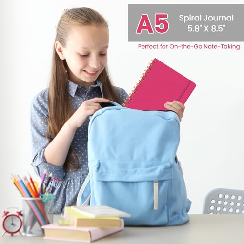 CICPAP Lined Spiral Journal Notebook, A5 College Ruled Notebook for Journaling, Note-Taking, and Daily Planning, Durable Hardcover with an Elegant Design, Rose Red - color: D-Rose Red