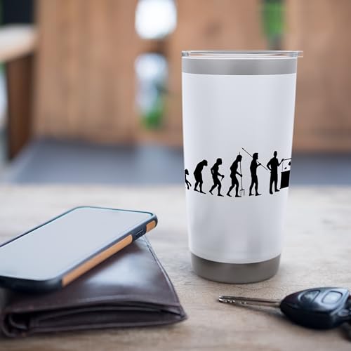 Fish Farmer Evolution Fish Holder Gift Fish Friend Stainless Steel Insulated Tumbler - color: White