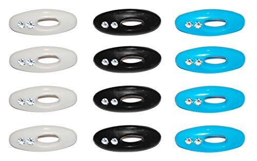 Classic Hijab Pins with Rhinestones - color: Assorted 12 Pack (White, Black, and Blue)