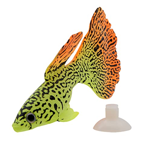 Artificial Moving Fish Floating Silicone Fish with Suction Cup Fish Aquarium Decorations for Fish for