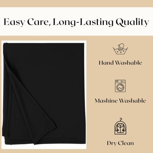 Premium Bamboo Jersey Hijab Scarves -Turban Head Wraps for Women, Fashion Headbands Long Plain Muslim Shawls - color: Black