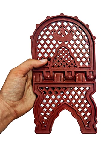 Rahel Holy Book Stand for Pooja puja Gita Quran Bible Stand Holder. Folding Religious Plastic Prayer Wooden Book (Large, RED) - color: Red