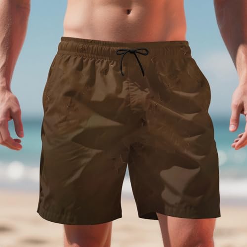 Ctreela Men's Funny Dog 3D Graphic Yellow Loose Fit Summer Beach Shorts - color: Brown, size: Medium
