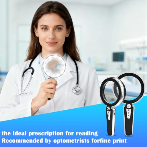 45X Magnifying Glass with Light, 4.6-Inch 1200mAh USB Rechargeable, 6 Color Modes for Low Vision Seniors, Reading, Jewelry & Coin Appraisal - Black Silver - color: Black-silver