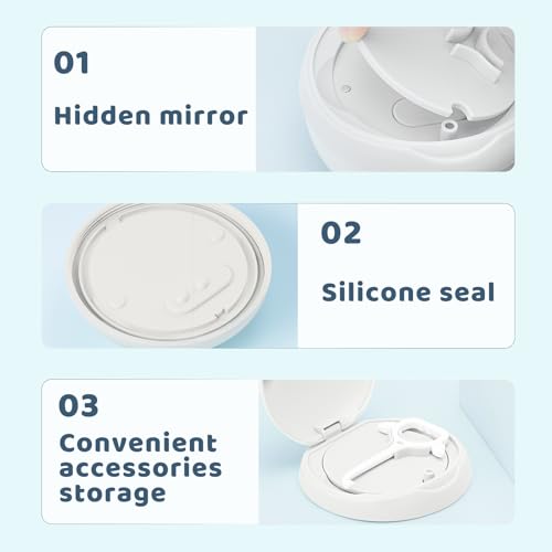 Retainer Case Denture Bath Case Basket Mirror Leak-proof White Cat | 2-in-1 design Strainer Basket No-Leak Cleaning Case for Mouth Guard Cute Removal Tool,Aligner chewies,Bursh - color: White Cat
